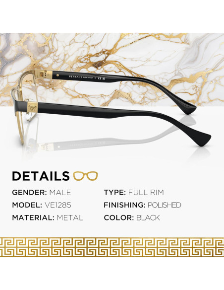 Gafas Versace VE1285 No Polarizadas para Hombres - Marco Metal Negro