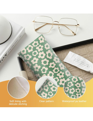 Estuche de Gafas de Sol Suave PU 2 Pcs Rosa y Verde