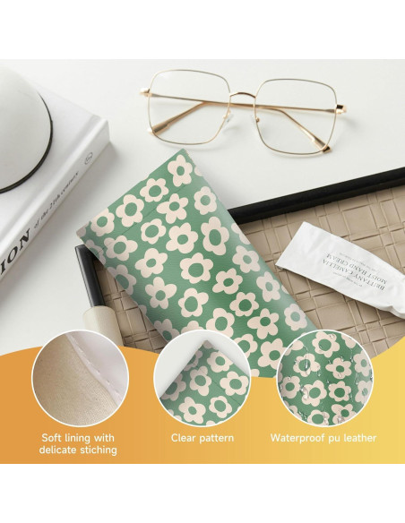 Estuche de Gafas de Sol Suave PU 2 Pcs Rosa y Verde