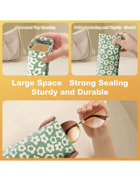 Estuche de Gafas de Sol Suave PU 2 Pcs Rosa y Verde