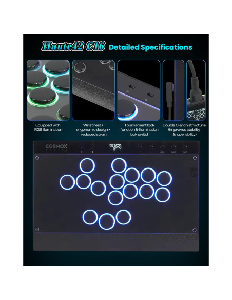 Controlador de Arcade Sehawei Haute42 C16 - RGB, Panel Magnético