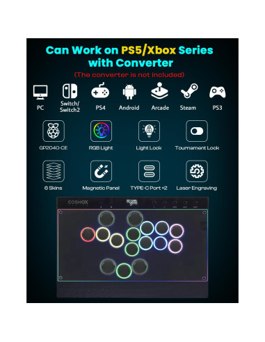 Controlador de Arcade Sehawei Haute42 C16 - RGB, Panel Magnético