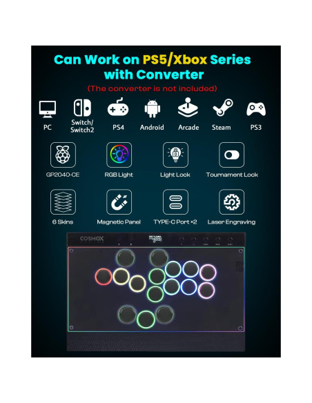 Controlador de Arcade Sehawei Haute42 C16 - RGB, Panel Magnético