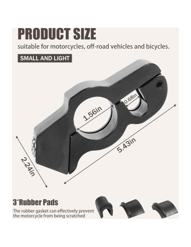 Cerradura Antirrobo para Motocicleta RACOONA 3.81 cm Negra