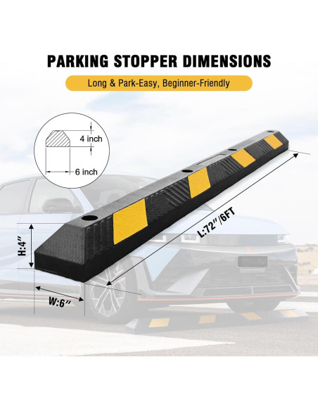 Tope de Estacionamiento Starsigns 72 cm Goma Reflectante 1 Paquete