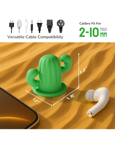 Organizador de Cables en Forma de Cactus Litumfen 2-Pack Verde