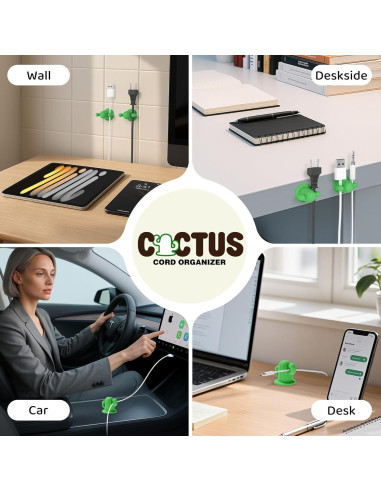 Organizador de Cables en Forma de Cactus Litumfen 2-Pack Verde