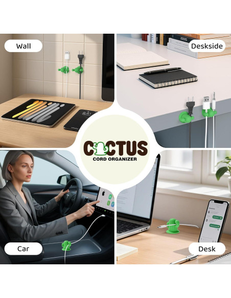 Organizador de Cables en Forma de Cactus Litumfen 2-Pack Verde