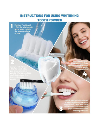 Polvo Blanqueador de Dientes Orrhomi 14.17g Sabor Menta