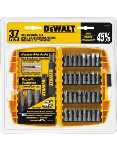 Juego de Destornilladores DEWALT DW2176, 37 Piezas, Acero Magnetizado