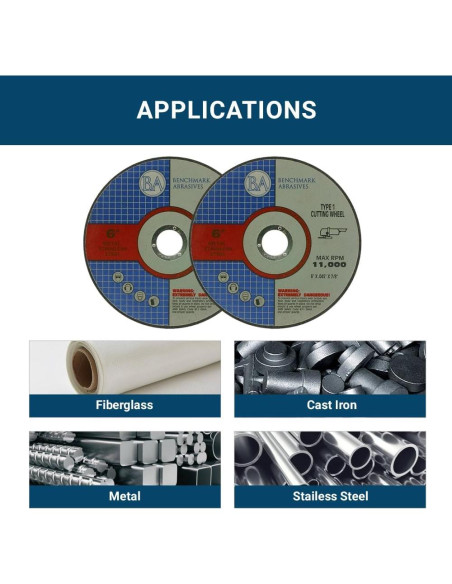Disco de Corte 6" Benchmark Abrasives para Metal y Acero Inoxidable