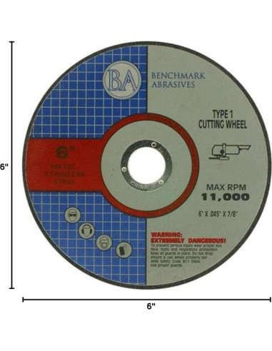 Disco de Corte 6" Benchmark Abrasives para Metal y Acero Inoxidable