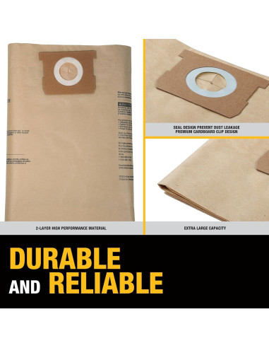 Bolsas de Filtro Desechables DEWALT DXVA19-4101 - Paquete de 9