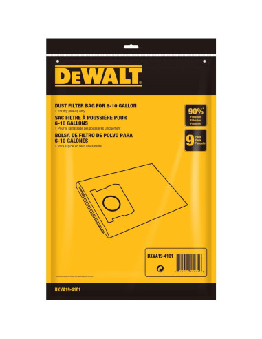 Bolsas de Filtro Desechables DEWALT DXVA19-4101 - Paquete de 9