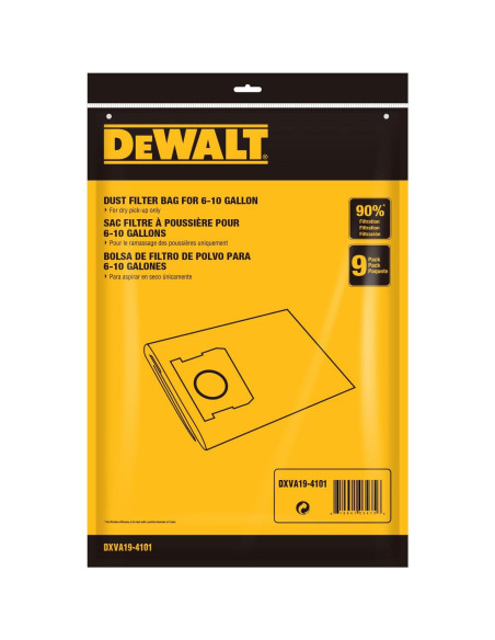 Bolsas de Filtro Desechables DEWALT DXVA19-4101 - Paquete de 9