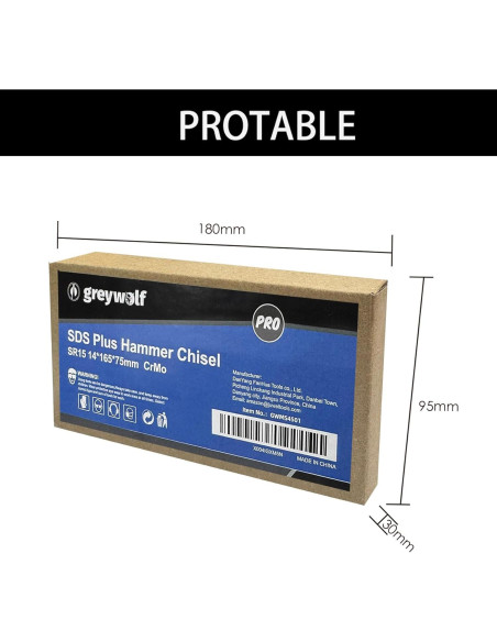 Bit de Cincel SDS Plus Greywolf 3" (7.62 cm) Acero 40CrMo