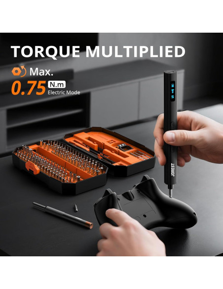Mini Destornillador Eléctrico JOREST 155 en 1 con Luz LED