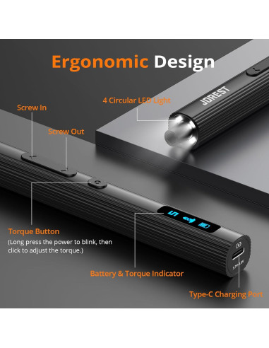 Mini Destornillador Eléctrico JOREST 155 en 1 con Luz LED