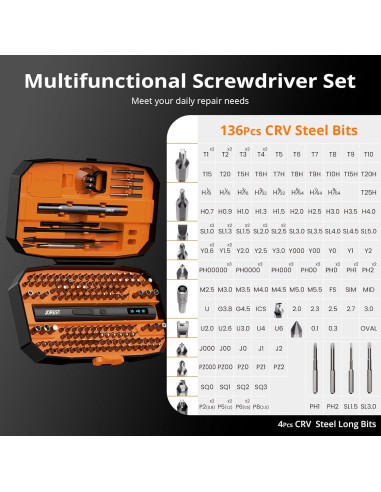 Mini Destornillador Eléctrico JOREST 155 en 1 con Luz LED