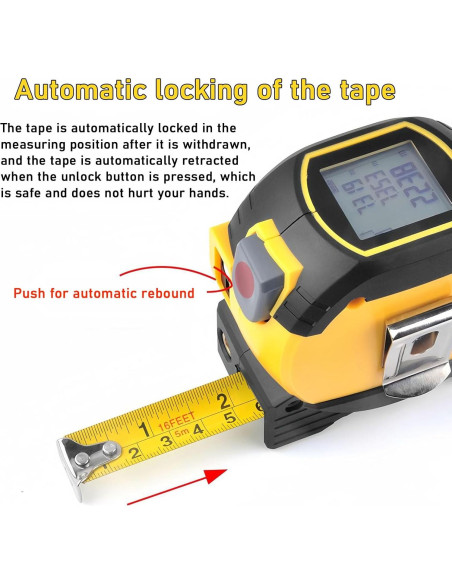 Cinta Métrica Digital 3-en-1 Jinca 40m con Pantalla LCD