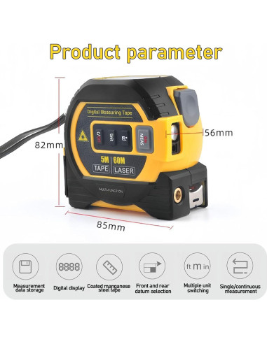 Cinta Métrica Digital 3-en-1 Jinca 40m con Pantalla LCD