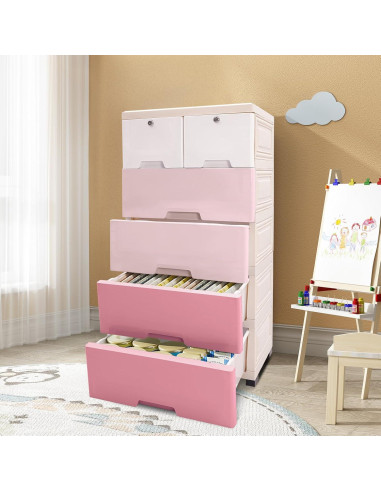 Cajonera de Almacenamiento BenHookyle 6 Cajones Rosa Gradiente