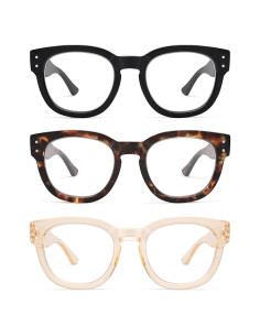 Gafas de Lectura AMOMOMA 3 Paquetes Retro Anti-Luz Azul