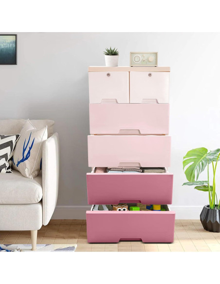 Cajonera de Almacenamiento BenHookyle 6 Cajones Rosa Gradiente