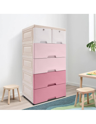 Cajonera de Almacenamiento BenHookyle 6 Cajones Rosa Gradiente