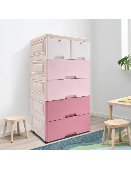 Cajonera de Almacenamiento BenHookyle 6 Cajones Rosa Gradiente