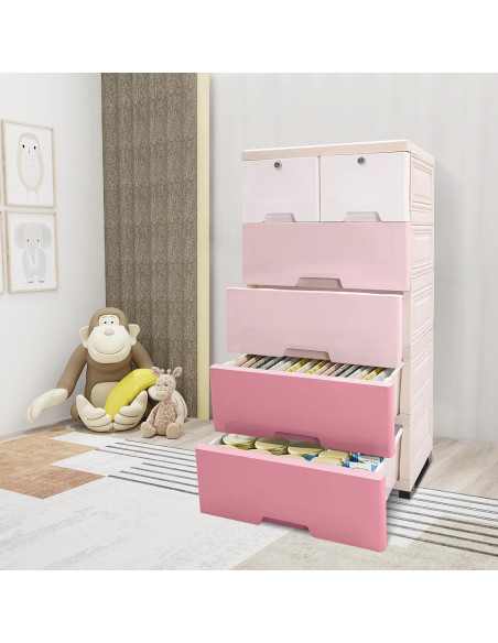 Cajonera de Almacenamiento BenHookyle 6 Cajones Rosa Gradiente