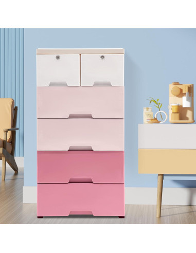 Cajonera de Almacenamiento BenHookyle 6 Cajones Rosa Gradiente