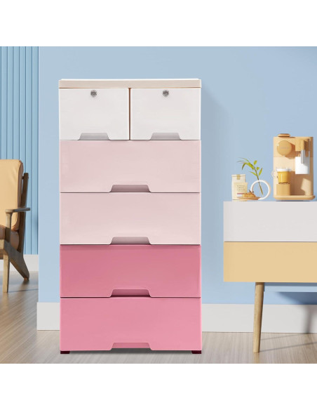 Cajonera de Almacenamiento BenHookyle 6 Cajones Rosa Gradiente
