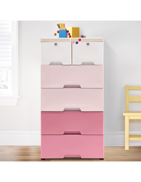 Cajonera de Almacenamiento BenHookyle 6 Cajones Rosa Gradiente