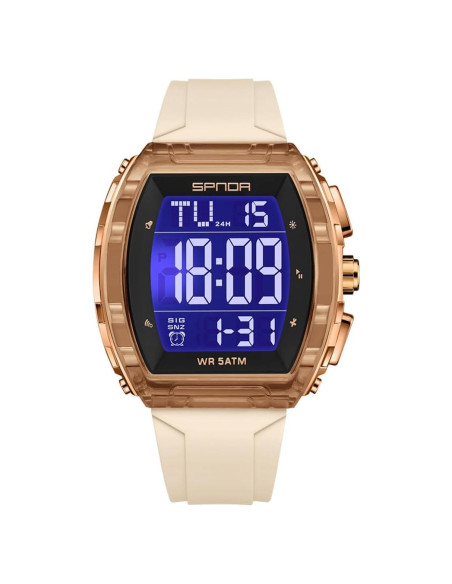 Reloj Digital PASOY Tonneau Doble Hora 5ATM Impermeable