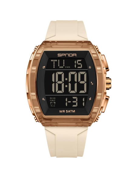 Reloj Digital PASOY Tonneau Doble Hora 5ATM Impermeable