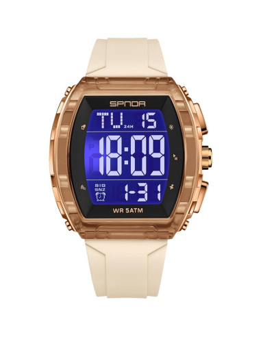 Reloj Digital PASOY Tonneau Doble Hora 5ATM Impermeable