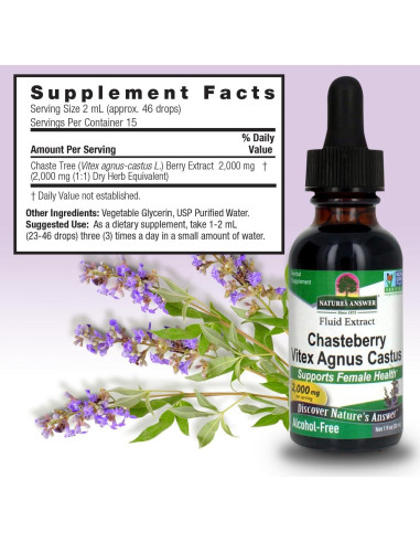 Baya de Vitex Sin Alcohol Nature's Answer 30 ml - Equilibrio Hormonal