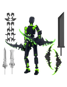Figura de Acción Robot T13 Articulada 3D Qoopower Negro Verde