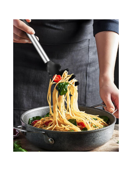 Cuchara y Pinzas para Pasta DaiRen Kitchen Silicona Negra