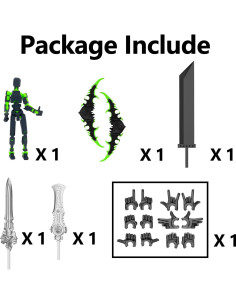 Figura de Acción Robot T13 Articulada 3D Qoopower Negro Verde 2