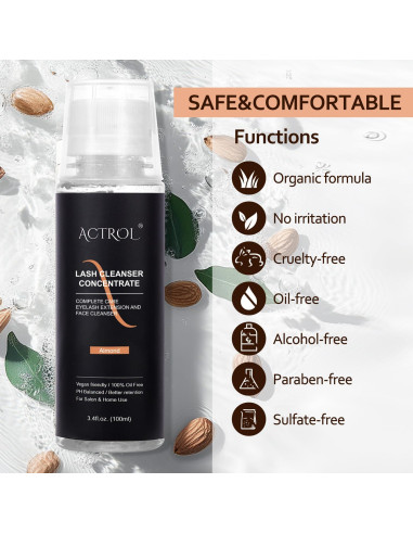 Concentrado Limpiador de Pestañas 100ml ACTROL Almendra