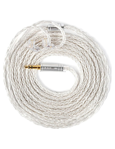 Cable IEM KBEAR ST24 Plus 2.0m Plata-Blanco HiFi 5N OCC