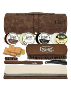 Kit de Cuidado de Zapatos 13 Piezas - Betún, Aceite y Cepillos