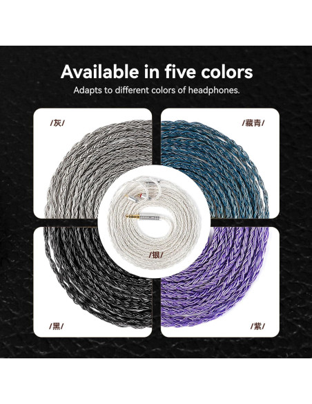 Cable IEM KBEAR ST24 Plus 2.0m Plata-Blanco HiFi 5N OCC