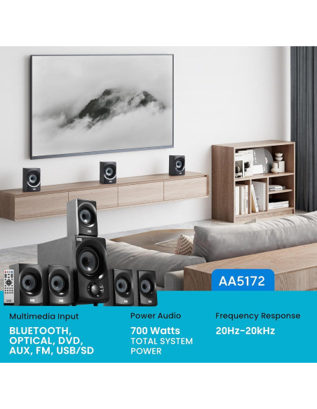 Sistema de Cine en Casa Bluetooth 5.1 Acoustic Audio AA5172 700W