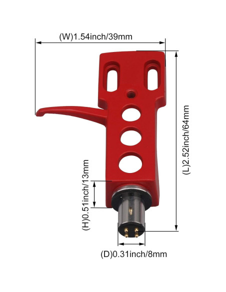 Cabezal H-4 Mxfans para Reproductor de Vinilo Rojo con 4 Cables