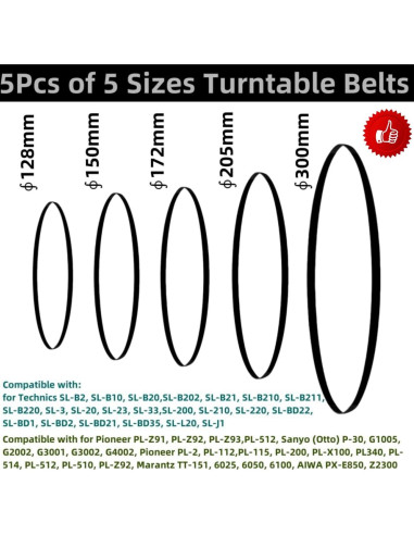 Correas de Giradiscos de Goma Samkosaca - 5 Tamaños