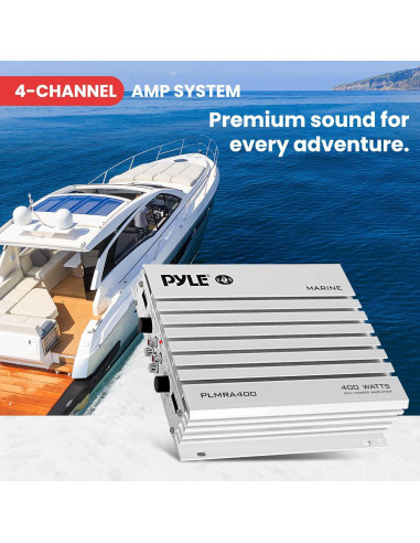 Amplificador Marino Pyle PLMRA400 4 Canales 400W Impermeable