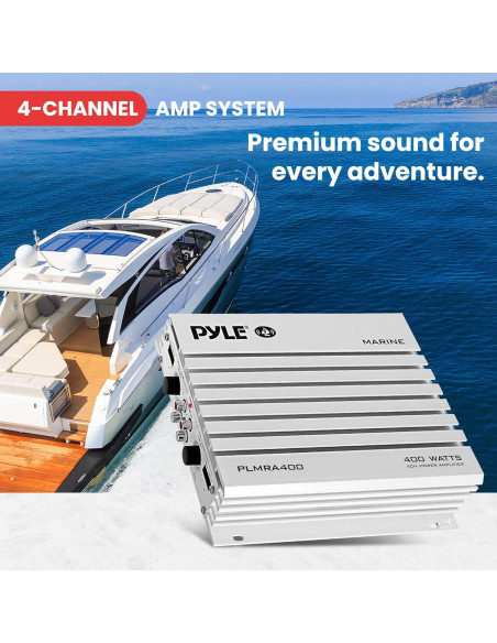 Amplificador Marino Pyle PLMRA400 4 Canales 400W Impermeable